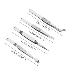 4pcs Precision Tweezers Set Stainless Steel - Makeup & Electronics Repair