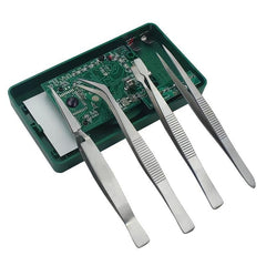 4pcs Precision Tweezers Set Stainless Steel - Makeup & Electronics Repair