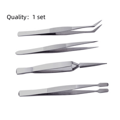 4pcs Precision Tweezers Set Stainless Steel - Makeup & Electronics Repair