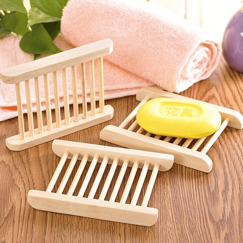 Eco-Friendly Bamboo Soap Dish Prevents Mildew Drain Soap Box