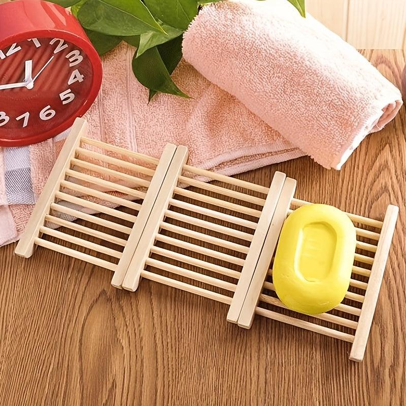 Eco-Friendly Bamboo Soap Dish Prevents Mildew Drain Soap Box