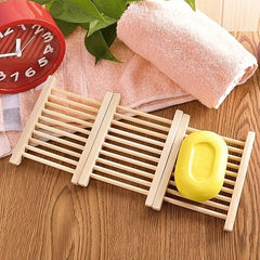 Eco-Friendly Bamboo Soap Dish Prevents Mildew Drain Soap Box