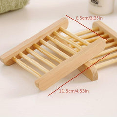 Eco-Friendly Bamboo Soap Dish Prevents Mildew Drain Soap Box