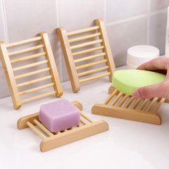 Eco-Friendly Bamboo Soap Dish Prevents Mildew Drain Soap Box