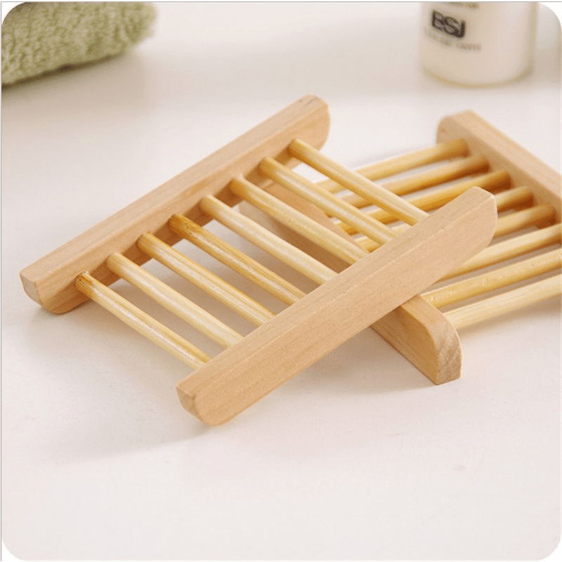 Eco-Friendly Bamboo Soap Dish Prevents Mildew Drain Soap Box