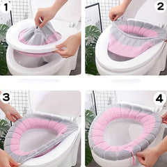Nordic Style Knitted Toilet Seat Cover Winter Warm Toilet Mat
