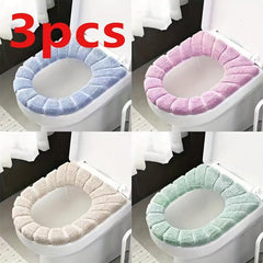 3pcs Portable Folding Round Toilet Mat Non-slip Toilet Cover Winter Cushion