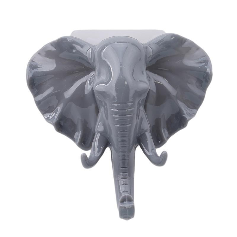Elephant Head Shape Adhesive Hook Hanger for Bag Keys Decor