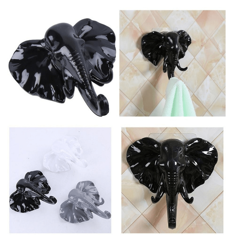 Elephant Head Shape Adhesive Hook Hanger for Bag Keys Decor