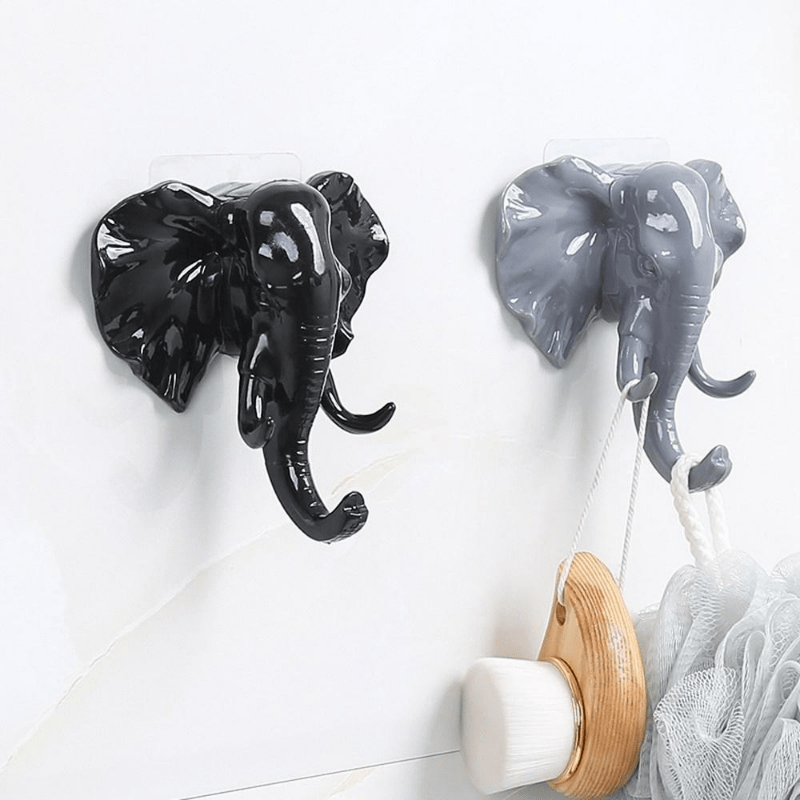 Elephant Head Shape Adhesive Hook Hanger for Bag Keys Decor