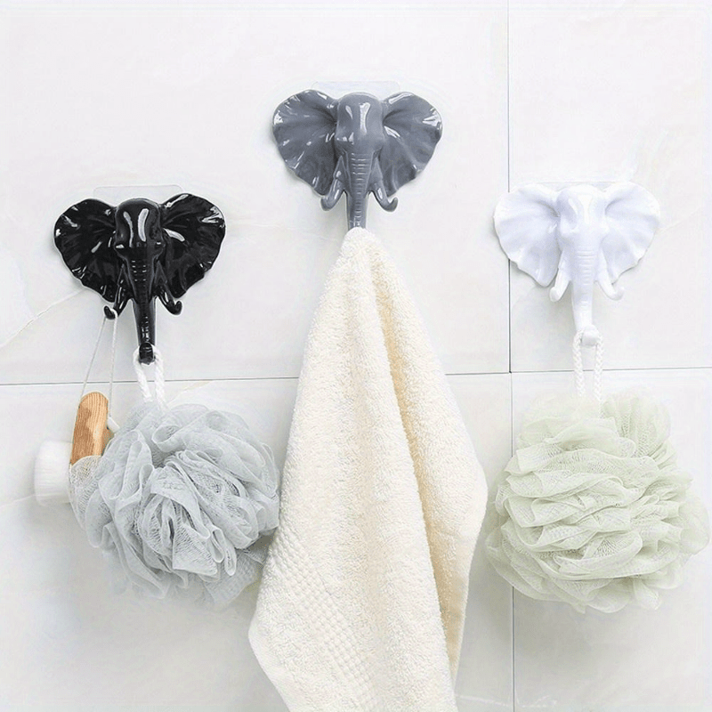 Elephant Head Shape Adhesive Hook Hanger for Bag Keys Decor