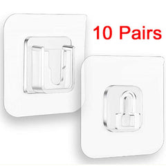 10pcs Clear Double Sided Adhesive Wall Hooks for Kitchen