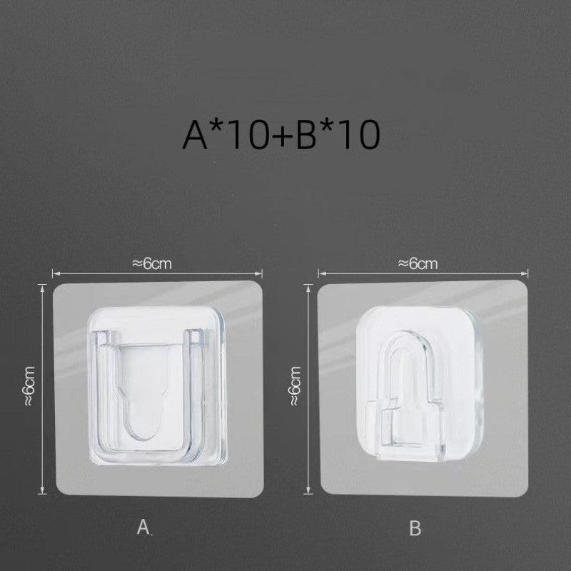 10pcs Clear Double Sided Adhesive Wall Hooks for Kitchen