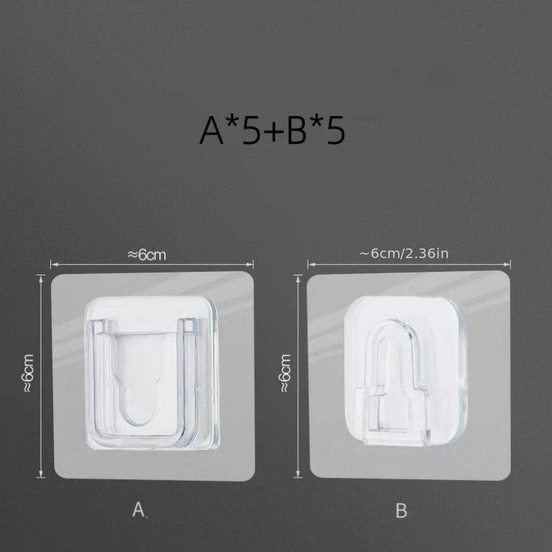 10pcs Clear Double Sided Adhesive Wall Hooks for Kitchen