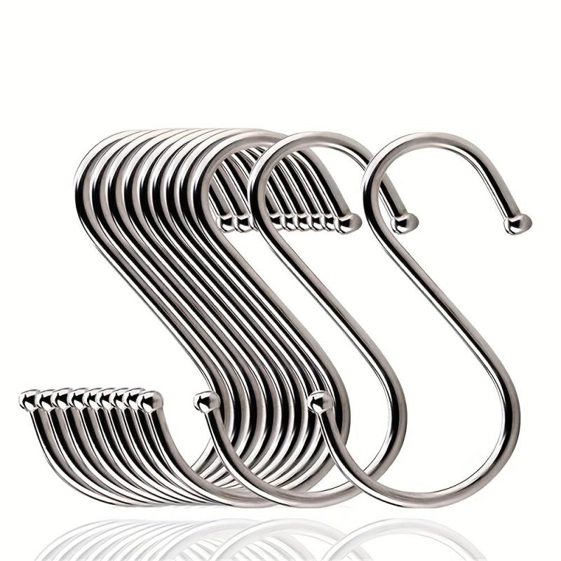 10pcs Stainless Steel S Hooks Heavy Duty Large S Hooks for Hanging Clothes