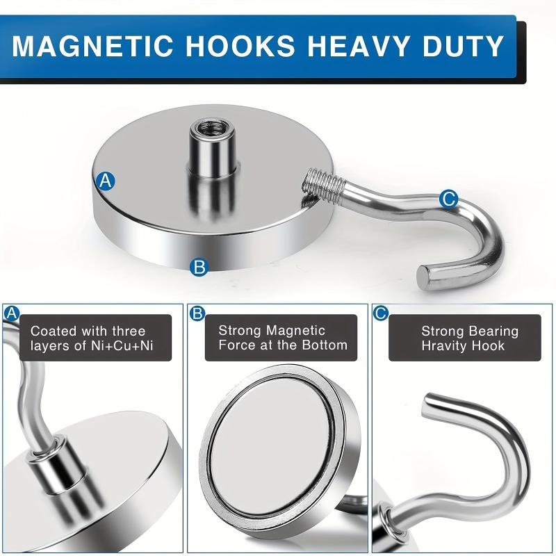 4pcs Heavy Duty Magnetic Hooks 45 36 KG Neodymium Magnet Hooks