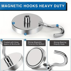 4pcs Heavy Duty Magnetic Hooks 45 36 KG Neodymium Magnet Hooks
