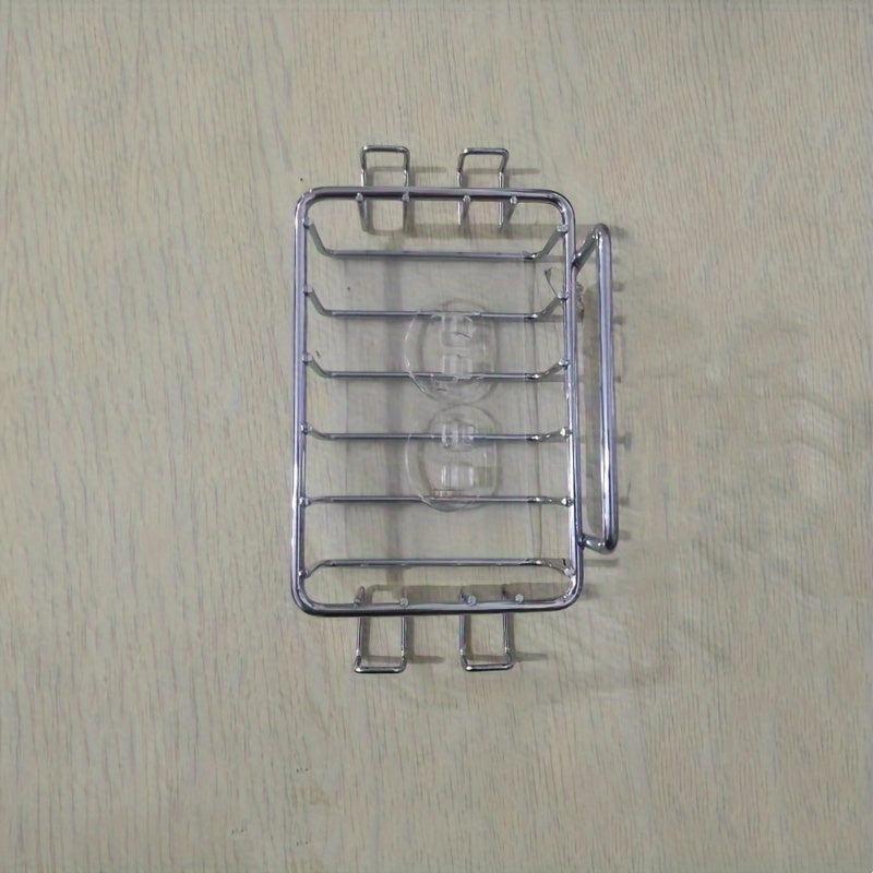 Shower Wall Soap Holder with 4 Hooks Stainless Steel Adhesive Dish