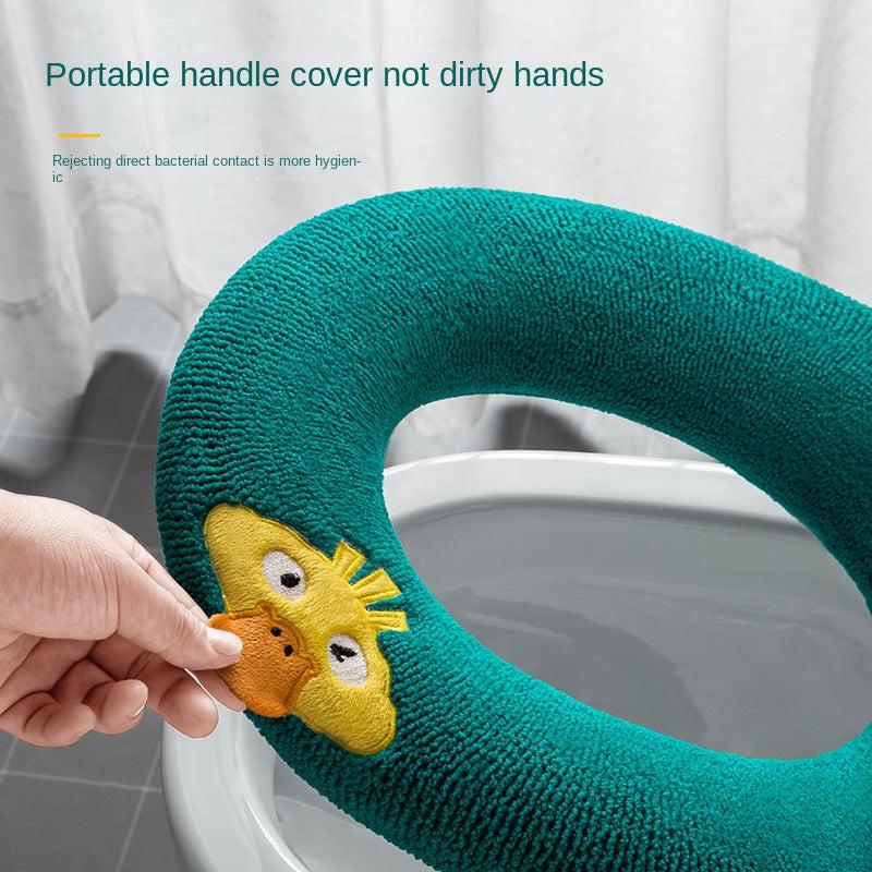 Thickened Plush Toilet Cushion for Patient Toilet with Handle