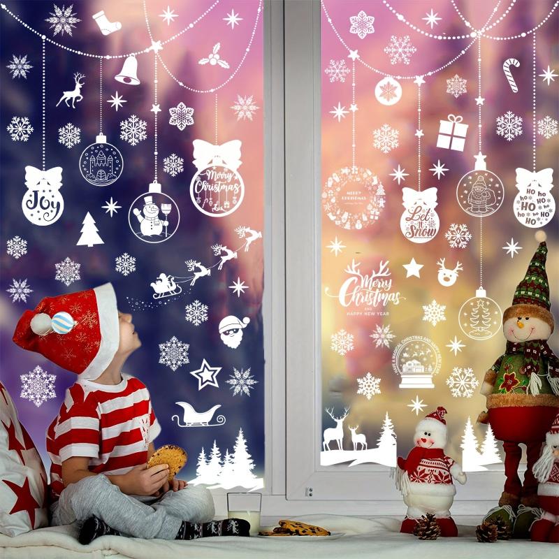 200pcs Christmas Window Stickers Snowflake Elk Ball Stickers