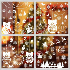 200pcs Christmas Window Stickers Snowflake Elk Ball Stickers