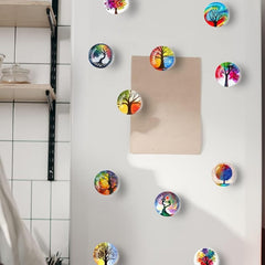 16Pcs Glass Magnetic Refrigerator Magnet Life Tree Glass Fridge Decoration