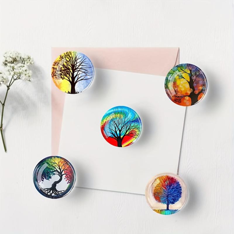 16Pcs Glass Magnetic Refrigerator Magnet Life Tree Glass Fridge Decoration