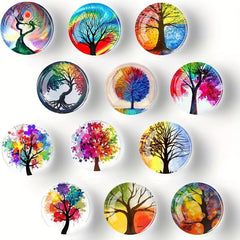 16Pcs Glass Magnetic Refrigerator Magnet Life Tree Glass Fridge Decoration