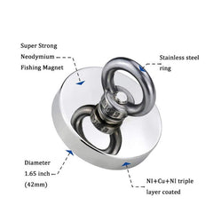 Neodymium Magnetic Fishing Magnet with Countersunk Eyebolt