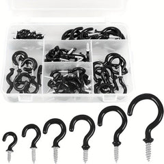 90pcs Vinyl Coated Ceiling Hook Kit - 6 Sizes for Plant, Kitchen, Cup Hanging