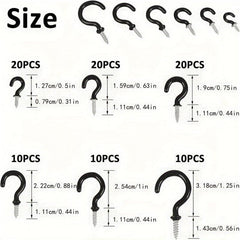 90pcs Vinyl Coated Ceiling Hook Kit - 6 Sizes for Plant, Kitchen, Cup Hanging