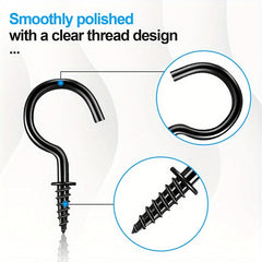 120pcs 1/2' Cup-shaped Ceiling Hooks Metal Screw Display Hooks