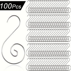 100pcs Stainless Steel Christmas Ornament Hooks S Hanger