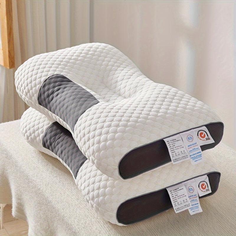 Knitted Cotton Thin Pillow w/ Neck Protection & Massage