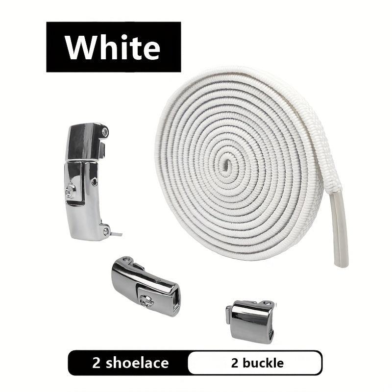Lazy Man Elastic Shoelaces No Tie Shoe Laces Metal Button