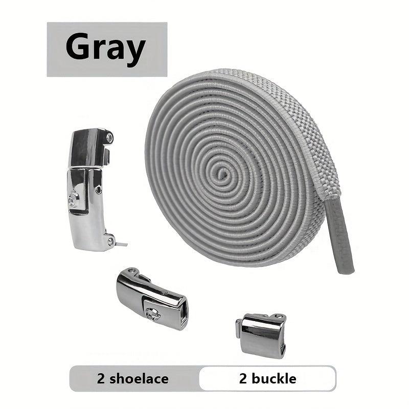 Lazy Man Elastic Shoelaces No Tie Shoe Laces Metal Button