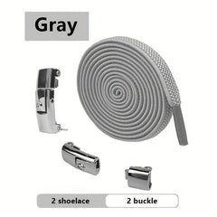 Lazy Man Elastic Shoelaces No Tie Shoe Laces Metal Button