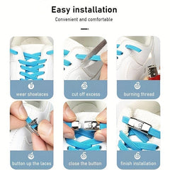 Lazy Man Elastic Shoelaces No Tie Shoe Laces Metal Button