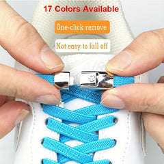 Lazy Man Elastic Shoelaces No Tie Shoe Laces Metal Button