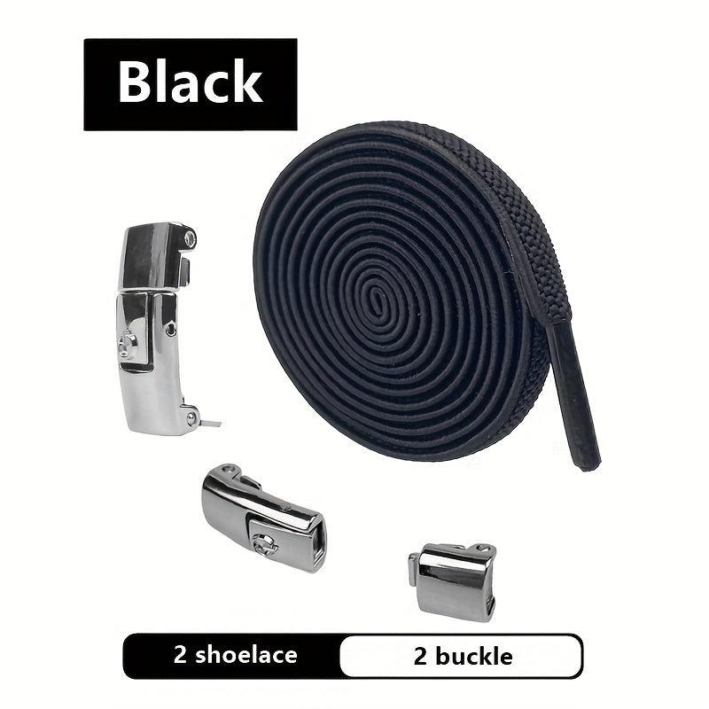 Lazy Man Elastic Shoelaces No Tie Shoe Laces Metal Button