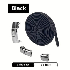 Lazy Man Elastic Shoelaces No Tie Shoe Laces Metal Button