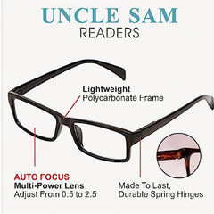 Resin Lens Light Reading Glasses Anti-fatigue, Smart Zoom Technology