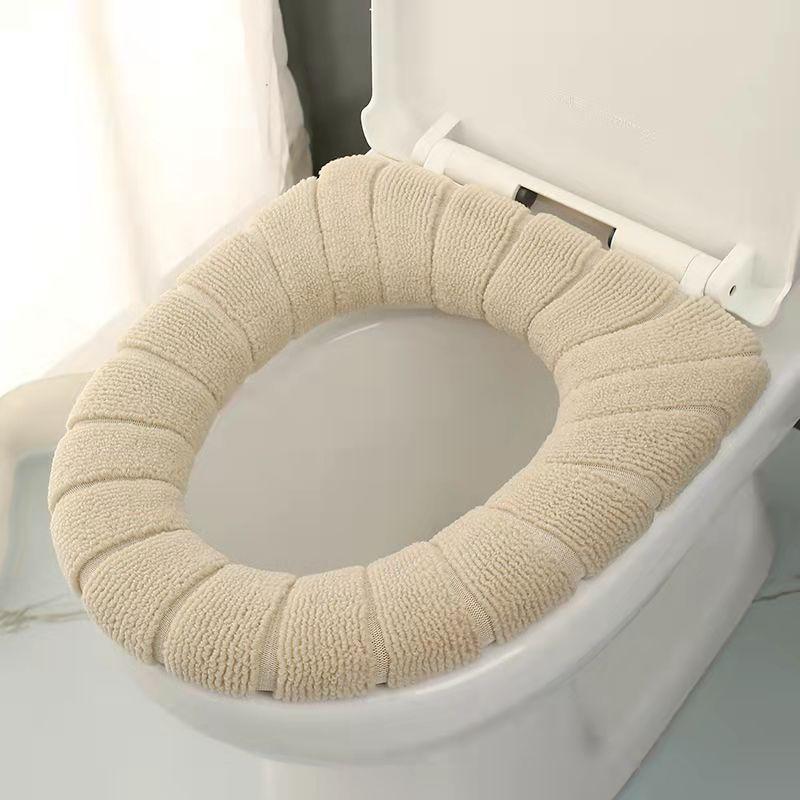 Knitted Toilet Seat Cover Cushion - Washable & Protective