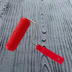 Rubber Faux Wood Grain Paint Roller With Handle Wall Paint Texture Tool