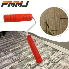 Rubber Faux Wood Grain Paint Roller With Handle Wall Paint Texture Tool