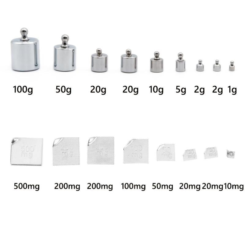 17pcs Precision Weight Set 10mg 100g Calibration Steel Kit Set