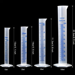 10pcs Plastic Measuring Cartridge & Flask Set 10ml-100ml with 1 Tube Brush