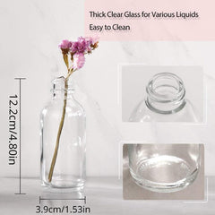 12pcs Set Small Clear Glass Bottle Cap Stainless Steel Funnel 60ml