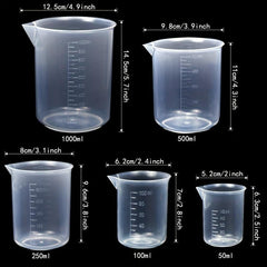 9pcs Plastic Cylinders & Beakers Set with 4 Bottles & 5 Cups