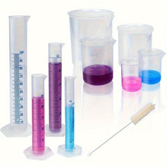 9pcs Plastic Cylinders & Beakers Set with 4 Bottles & 5 Cups